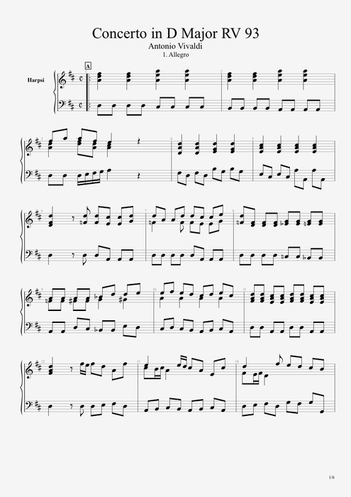 Concert for Guitar & Orchestra RV 93 I. Allegro Antonio Vivaldi guitar pro tab Harp Guitar & Orchestra mysongbook